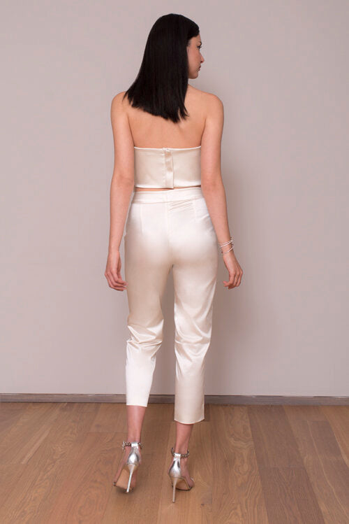 Pantalón Bianca Satén Marfil