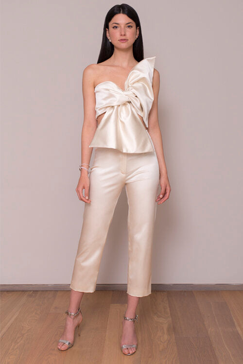 Pantalón Bianca Satén Marfil